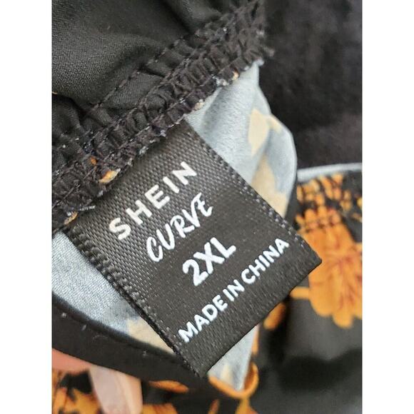 Sheln Women's Black Floral Polyester Long Sleeve Round Neck Pullover Blouse 2XL - Picture 8 of 11